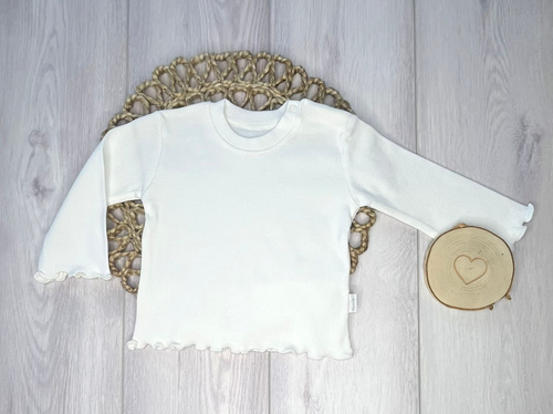 BI002 Bluzka dziewczęca z długim rękawem Mamatti - biały