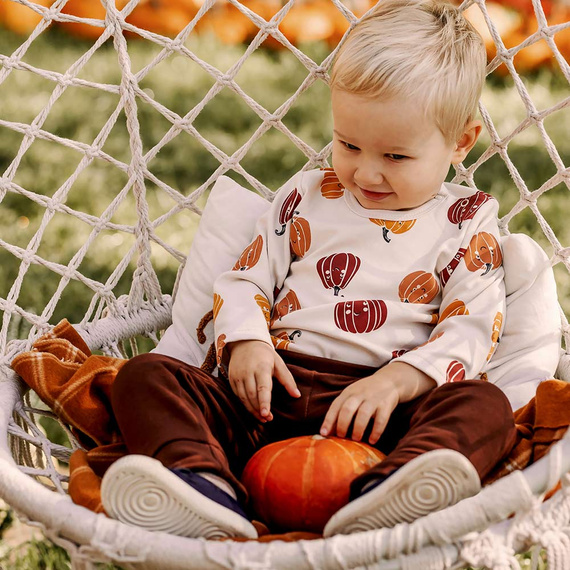 Body niemowlęce Halloween Eevi – ecru, dynie, bawełna