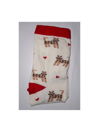 0200.196 Małe kotki i serduszka Milena – skarpetki damskie, Ecru