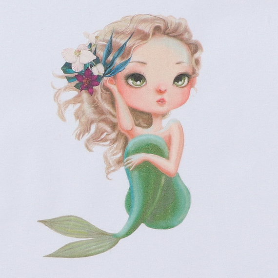 KAR-4007/BIA T-shirt dziewczęcy z krótkim rękawem Lagarto Verde biały 