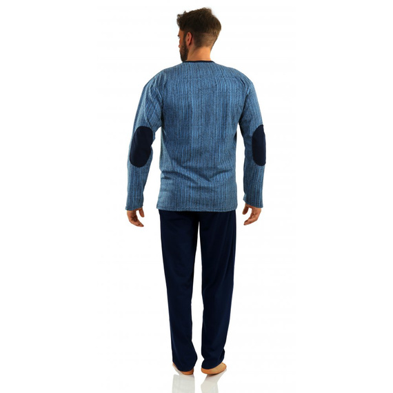 07 Piżama Męska długi rękaw i spodnie Sesto Senso - granatowy