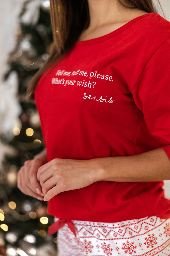 Sensis Wish Piżama damska -czerwony-biały