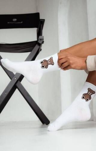 0200-008 Miś Skarpety damskie Milena - biały