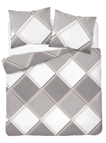 4683 A Home Satin Pościel satynowa krata Detexpol beżowy  