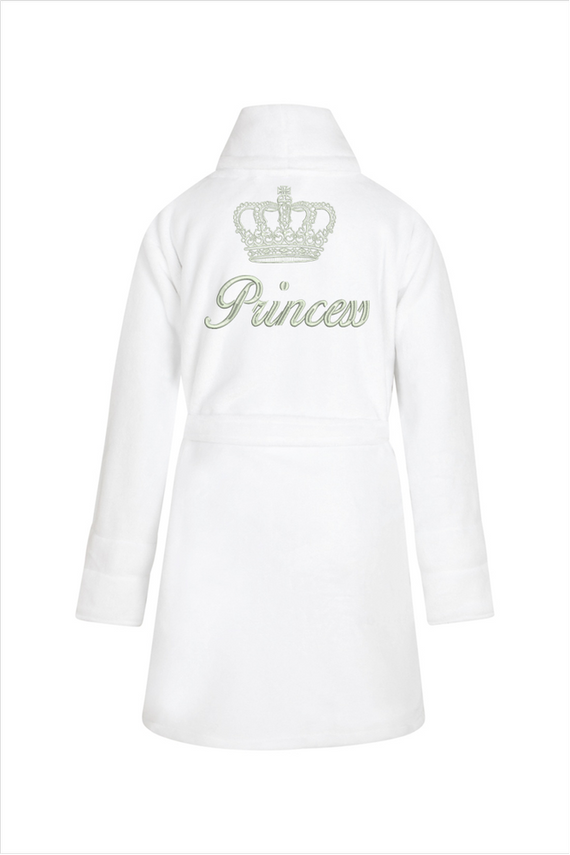 Princess + korona Szlafrok dziecięcy polarowy ByShelly - biały/srebrny
