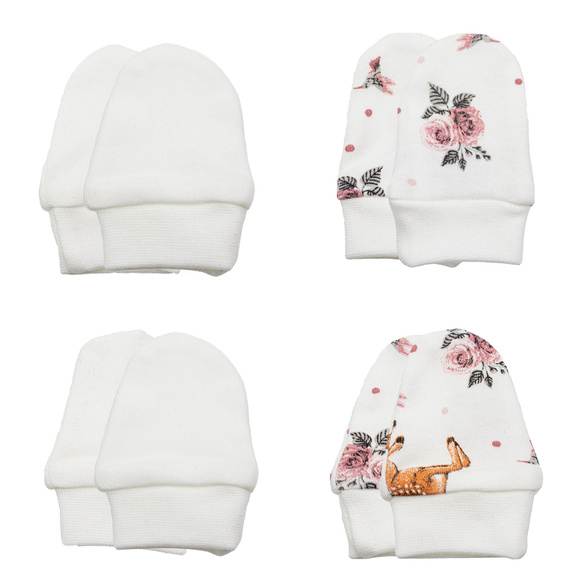 216083 Lala Rękawiczki bawełniane 4-pak Nicol – łapki niedrapki dla niemowląt