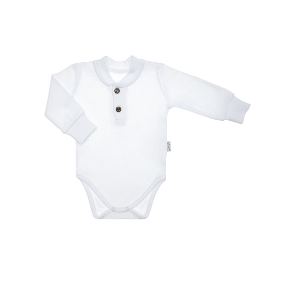 169390 Body polo z długim rękawem Nicol - biały