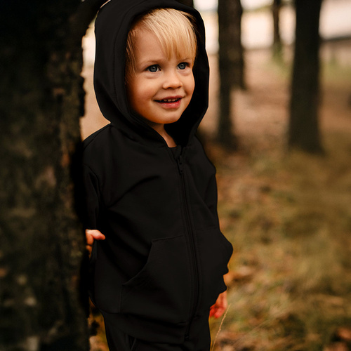 Simply Comfy Bluza dziecięca Eevi czarna– bawełniana, rozpinana z kapturem