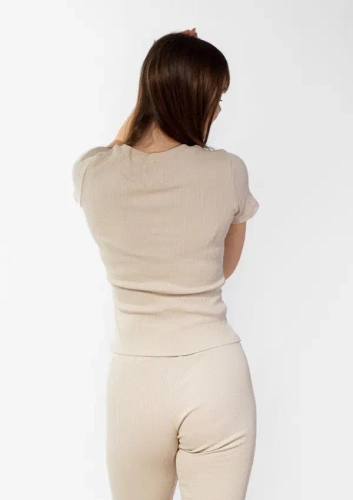 Halima Bluzka damska prążkowana Dkaren - beżowy
