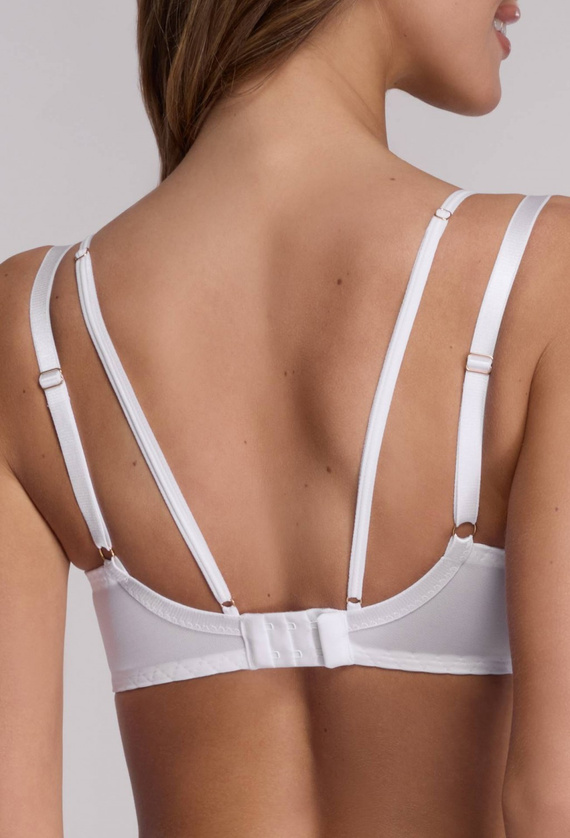 2198 Biustonosz Semi-Soft AVA Półusztywniany Koronkowy Z Fiszbina Elegancki Komfortowy- biały 