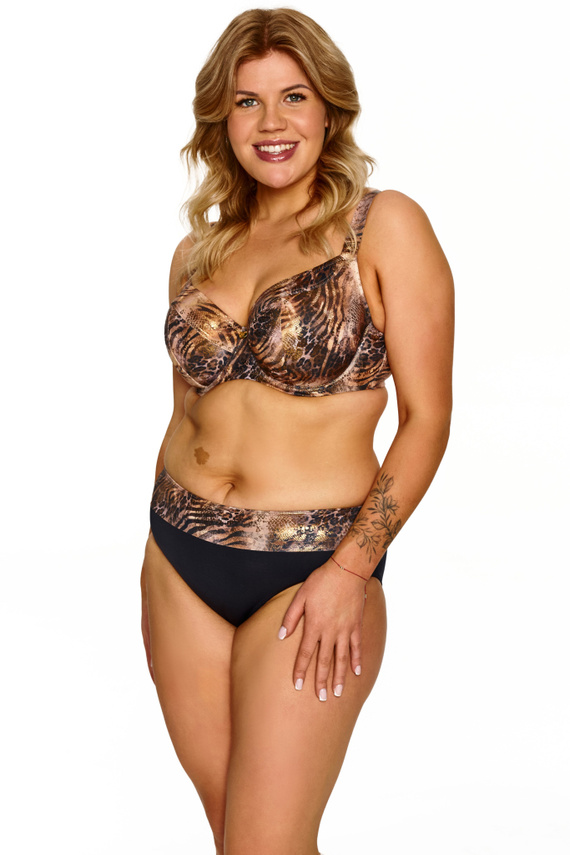 Serena 3 Lupoline Figi Kąpielowe Czarne Animal Print Wysoki Komfort