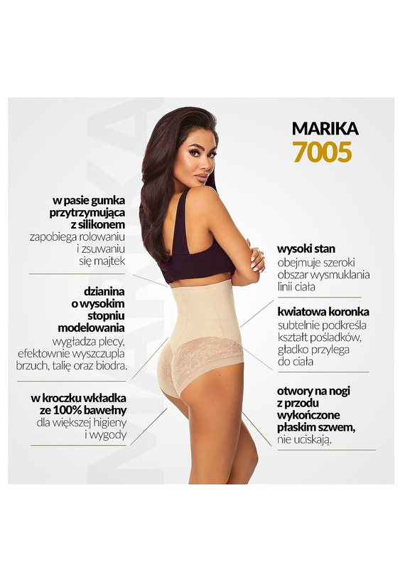 Lapinee 7005 Marika Beżowe Figi Modelujące Wysoka Talia Anti Roll