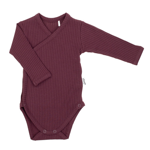 217096 Alisa Body bawełniane Nicol prążek – długi rękaw, burgundowe