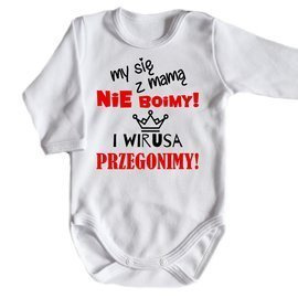 Body długi rękaw "My się z mamą nie boimy" Moocha biały