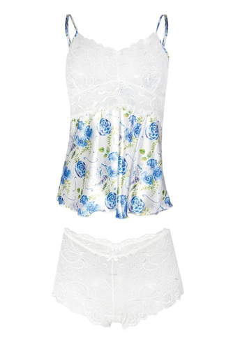 Flowers Komplet piżama damska DKaren DK-KA 002 biały