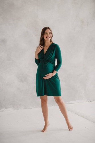 Loop Sukienka ciążowa i do karmienia rękaw 7/8 Milk&Love butelkowa zieleń