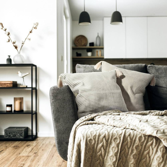 Montenegro Poszewka z grubej tkaniny bawełnianej Eurofirany oliwkowy