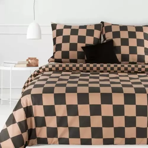 Sara 21 Pościel bawełniana kratka Eurofirany brązowy