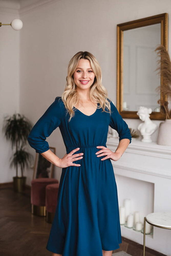 Lovely Dress Midi rękaw 3/4 sukienka ciążowa i do karmienia Milk&Love poseidon