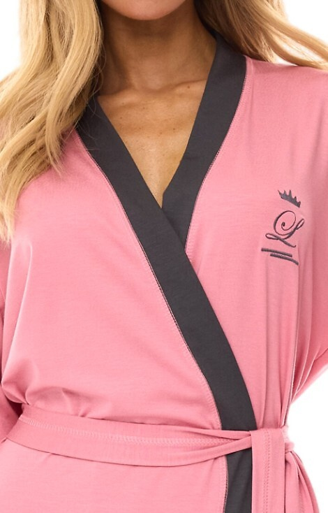 2505 Szlafrok Damski długi L&L -różowy