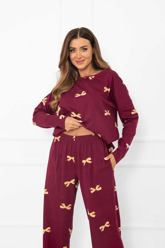 Kwadro Piżama damska Italian Fashion – bawełniana, długi rękaw i spodnie