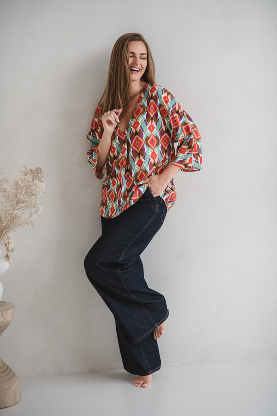 Bahama Mama Bluzka ciążowa do karmienia Milk&Love w print Boho– wiskoza, rękaw 3/4, oversize