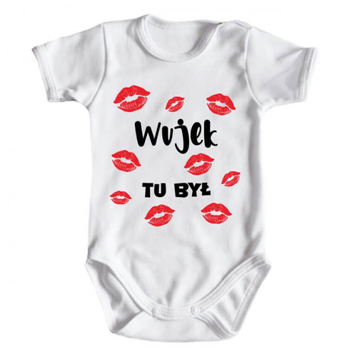 "WUJEK tu był" body niemowlęce króki rękaw Moocha biały