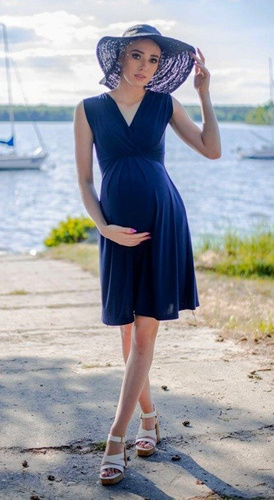 808 Sukienka bez rękawków do karmienia  MIRACLE- granat