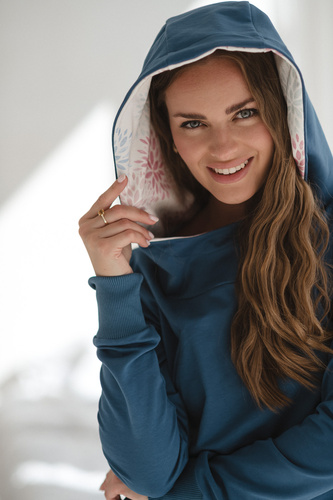 Milk Please Bluza ciążowa i do karmienia  Jeans Blue z kapturem – Milk&Love, polska produkcja