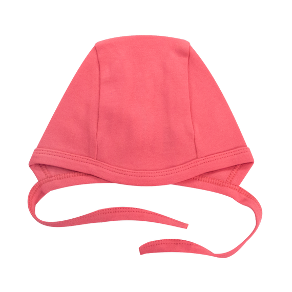 CKB010 Basic Czapka niemowlęca wiązana Mamatti - koralowy