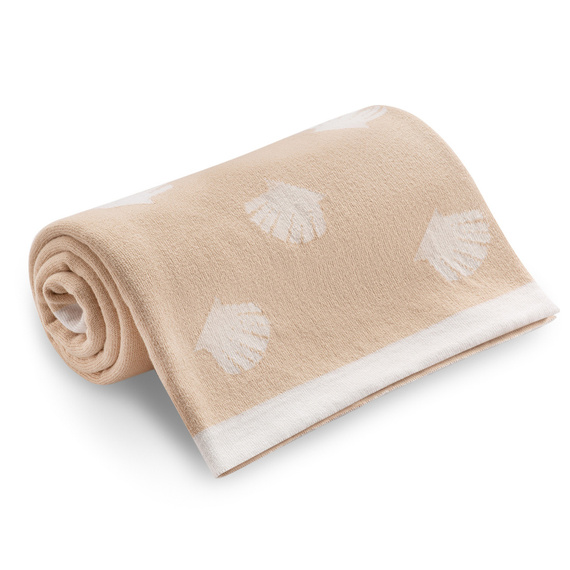 Ocean dwustronny kocyk dziany YOSOY - beżowy/biały