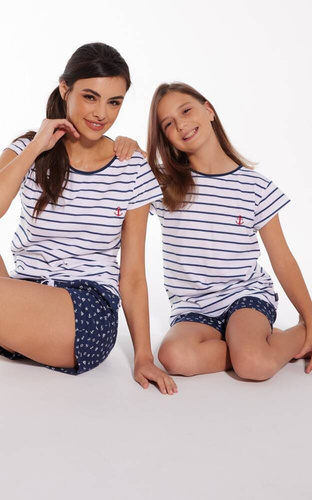 246/103 Marine Piżama dziewczęca Cornette biały-granatowy	