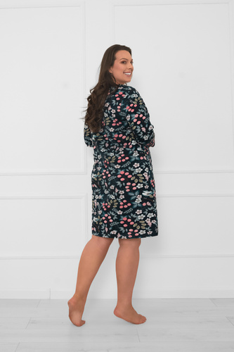 Koszula nocna damska bawełniana 3/4 rękaw Lucja – kwiatowy wzór Italian Fashion 