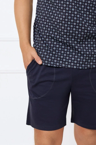 Gerard Piżama Męska krótki rękaw, spodenki Italian Fashion - druk/granatowy