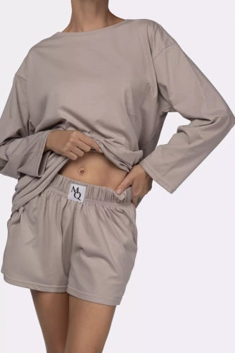 Joy longsleeve Piżama damska Mona beige