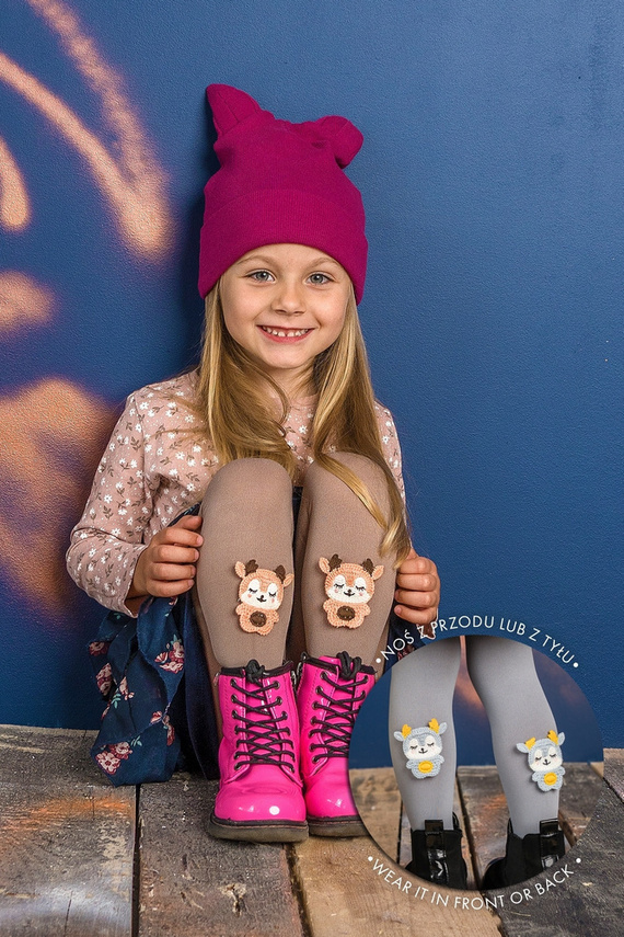 Elkie 3D Rajstopy Dziewczęce Knittex latte