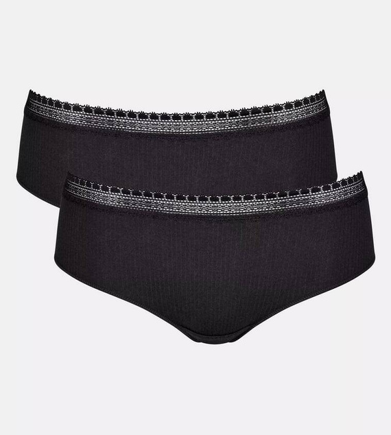 GO Ribbed R Hipster C2P Figi Damskie 2-pak Sloggi - black