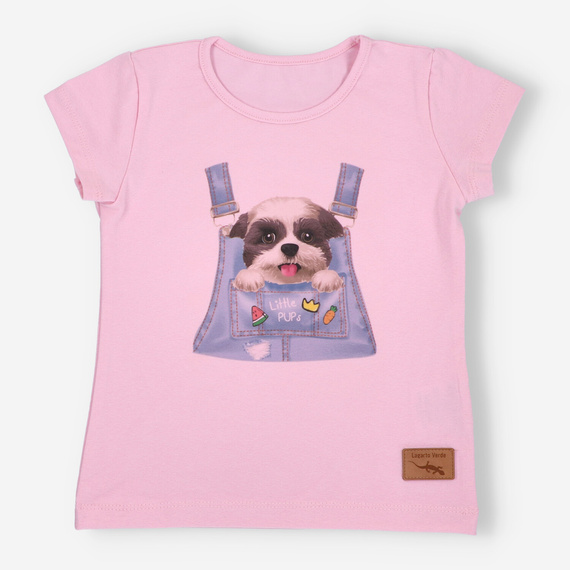 KAR-4004/ROZ T-shirt dziewczęcy z krótkim rękawem Lagarto Verde różowy