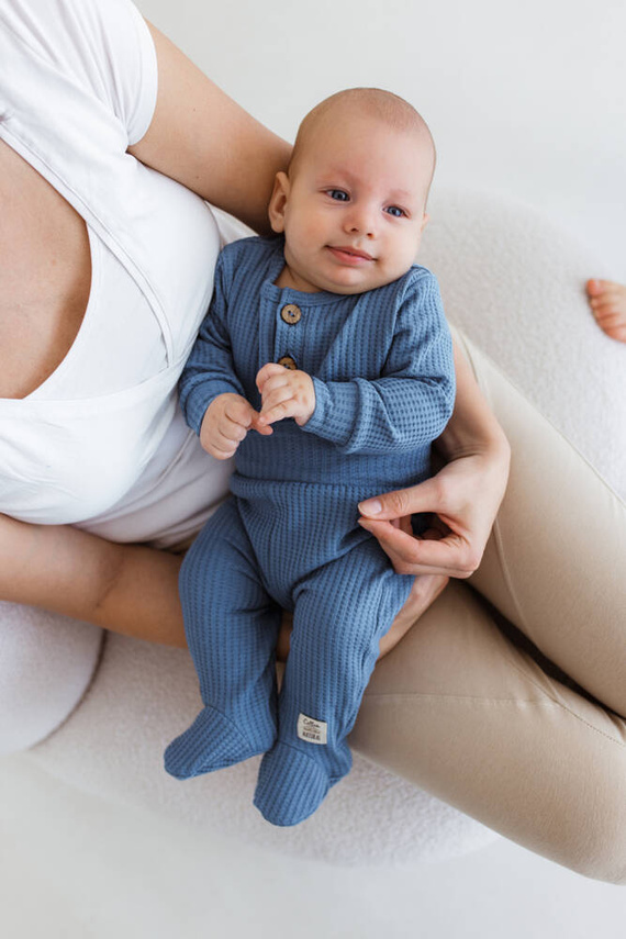 08249D "Natural Waffel" Półśpioch niemowlęcy Makoma denim