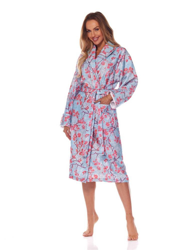 2216 Fida Długi Szlafrok Damski L&L -niebieski