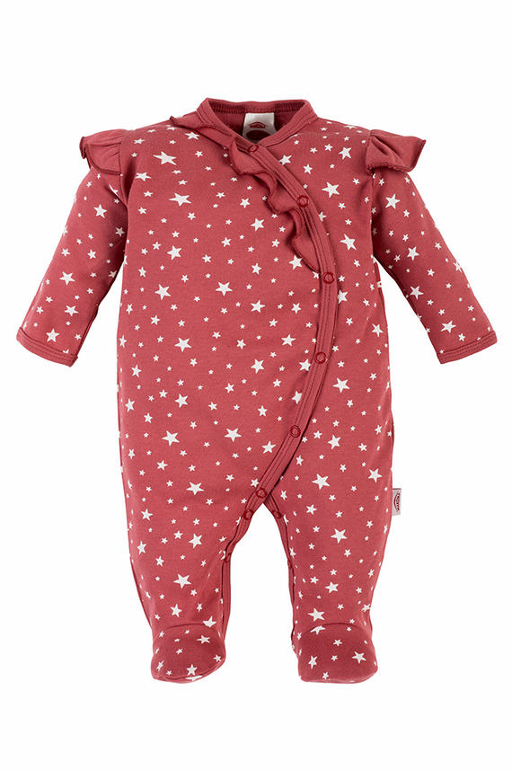 02229TR "Stars" Pajacyk niemowlęcy Makoma ciemny róż