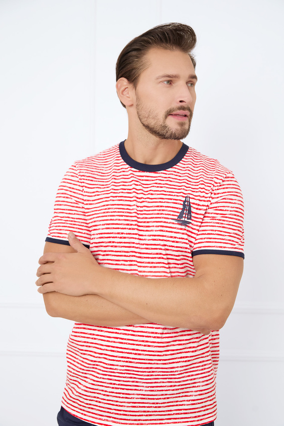 Flota Piżama Męska krótki rękaw, spodenki Italian Fashion - druk czerwony/granatowy 