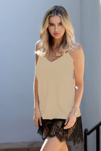 Chanelle Koszulka satynowa damska DKaren  - jasny brąz