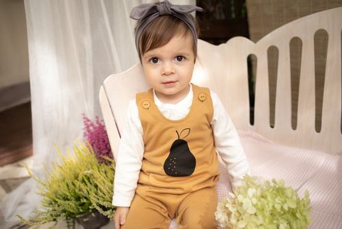 Tres Bien Ogrodniczki dla dziewczynki Pinokio - żółty