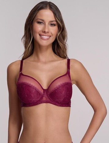 1396 Biustonosz soft Ava – bordo, koronka, na fiszbinach, duży biust