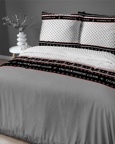 4920 B Home Satin Pościel satynowa marynarska Detexpol czarny 