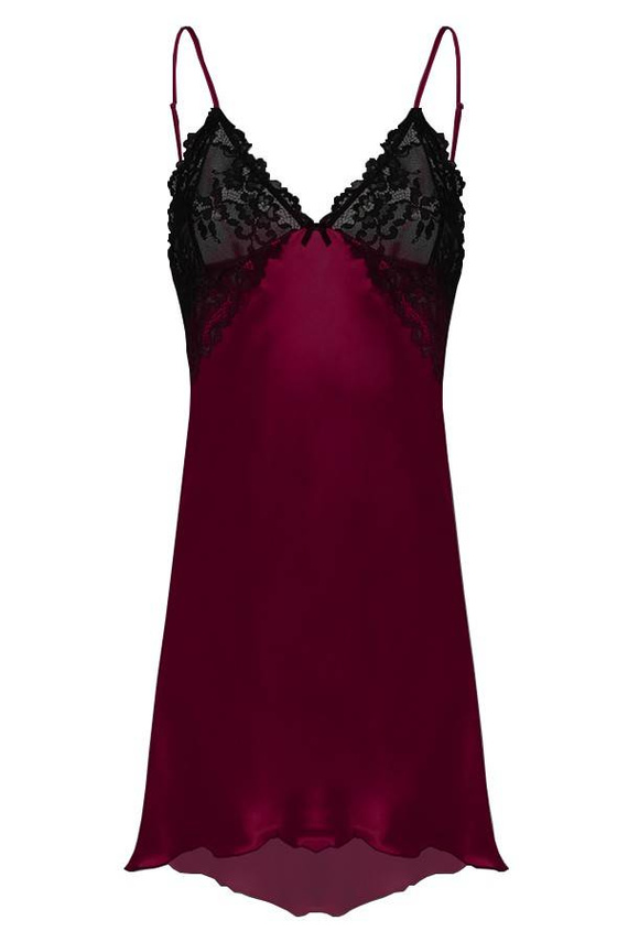 Evelyn Halka satynowa koszulka damska DKaren - bordo