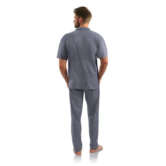 Rozpinana Piżama Męska krótki rękaw Sesto Senso - kotwiczki grafit