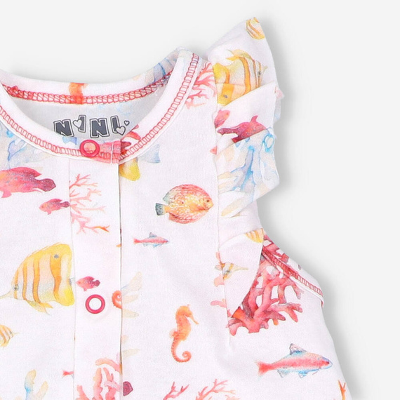 ABN-3021/MOR Ocean Spodnie ogrodniczki z bawełny organicznej Nini różowy