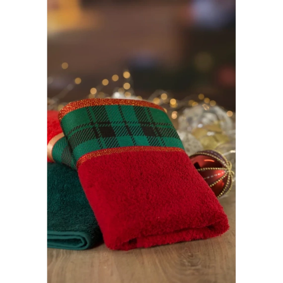 Cherry 01 ręcznik świąteczny w kratkę Eurofirany bordowy